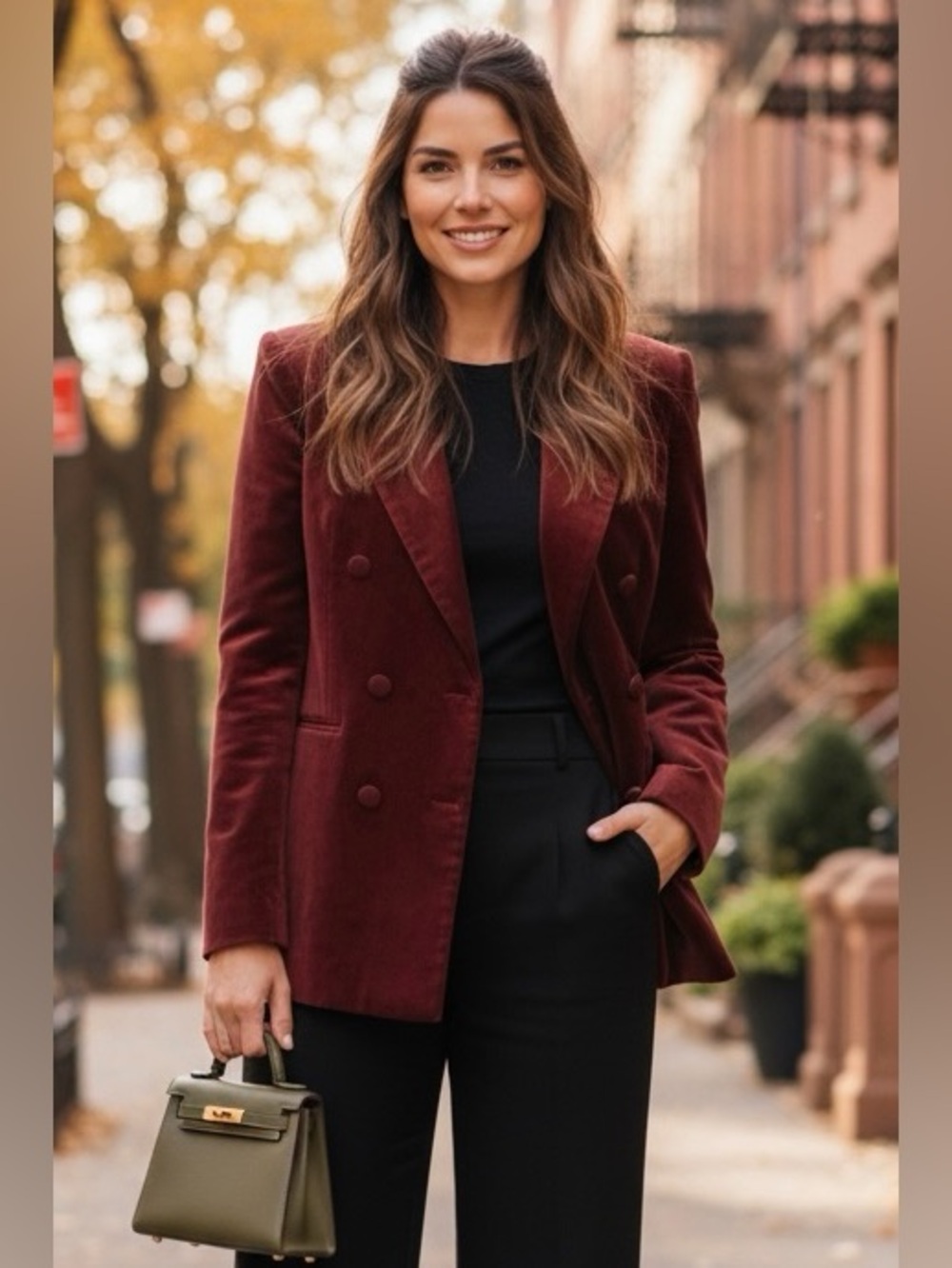 Banana Republic Cotton Velvet Double Breasted Blazer Burgundy Size 6